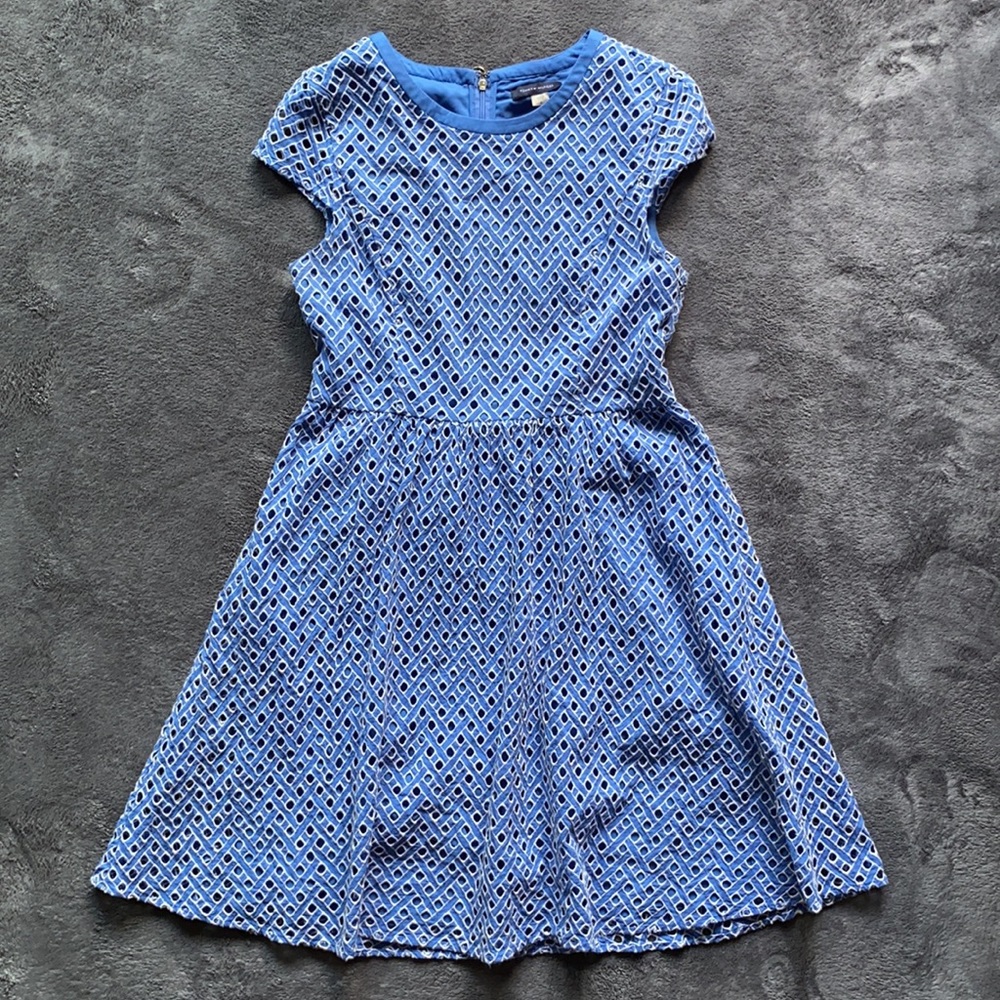 TOMMY HILFIGER | NWOT Light Blue and White Lattice A-line Dress | US 8 - Medium